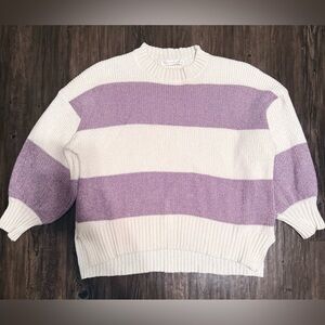 Altar'd State Lavender and Cream Striped Sweater